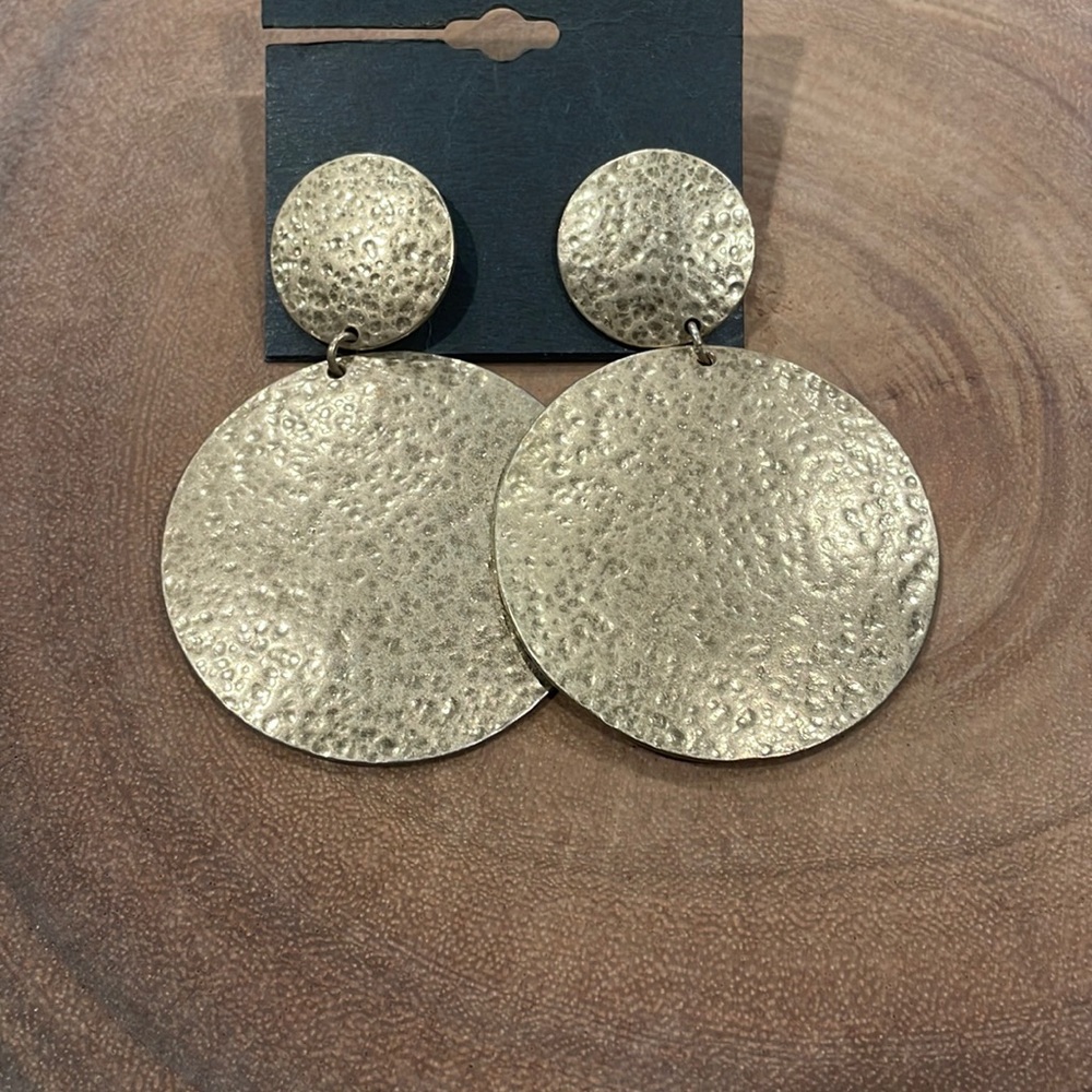 Round medallion gold earrings. Statement piece